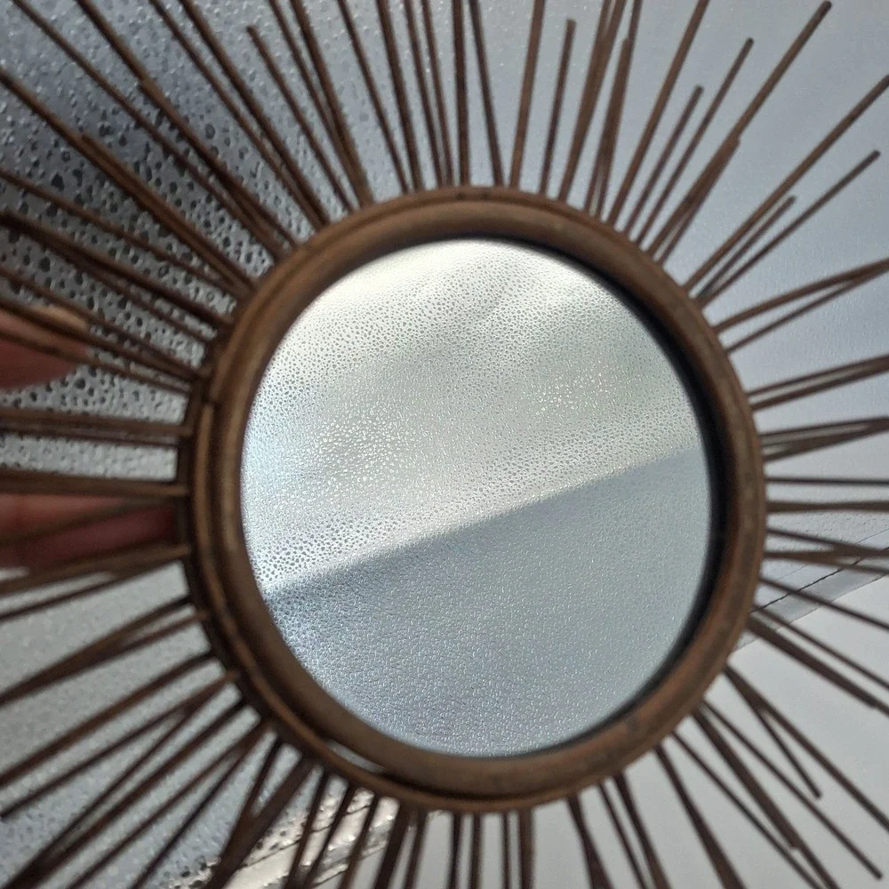 MCM Metal Sunburst Wall Mirror 12 In Round Starburst Wire Celestial Boho Decor